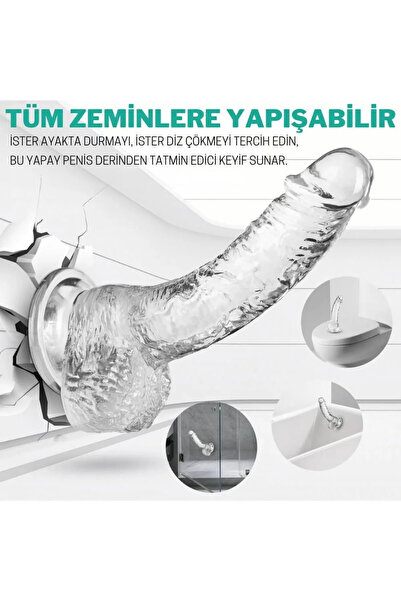 Genel Markalar 22 cm Şeffaf Jel Dildo Esnek Silikon Yapay Penis Realistik Tasarım