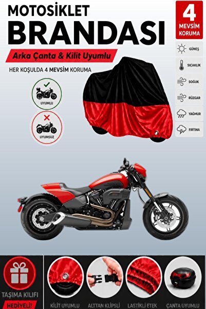 Cemku Double Black Top - Red Bottom, Rear Bag Compatible Harley-Davidson Soft...