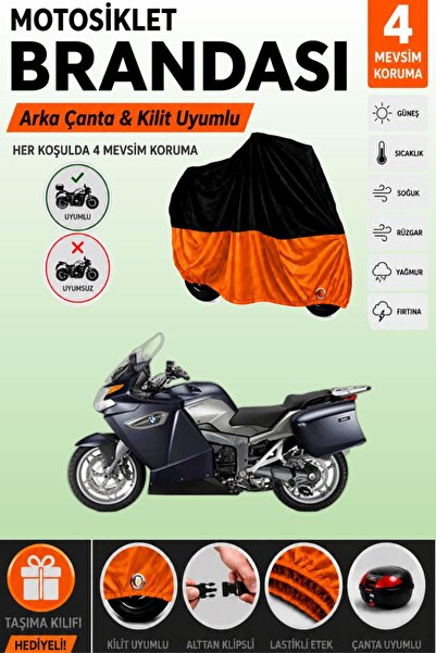 Cemku Double Black Top - Orange Bottom, Rear Bag Compatible Bmw K 1300 Gt Mot...
