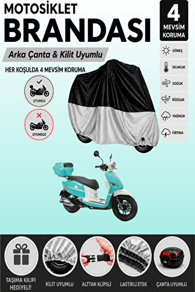 Cemku Double Black Top - Gray Bottom, Rear Bag Compatible Rks Neon 125 Motorc...