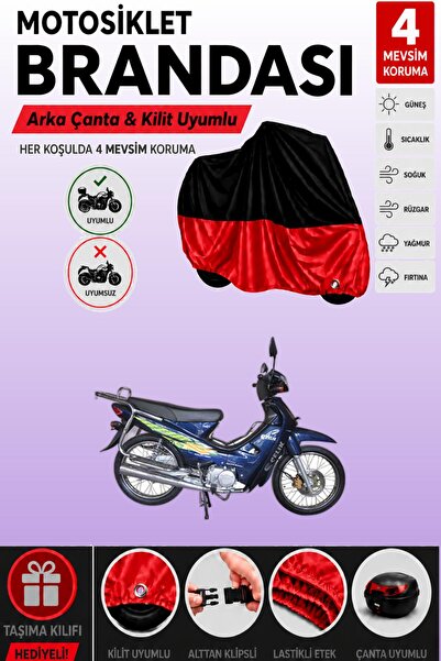 Cemku Double غطاء علوي أسود - سفلي أحمر، غطاء محرك فولاذي متوافق مع حقيبة خلف...