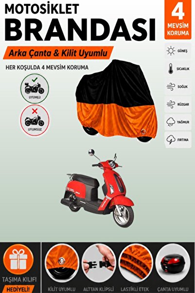 Cemku Double Black Top - Orange Bottom, Rear Bag Compatible Asian Scooturk-10...