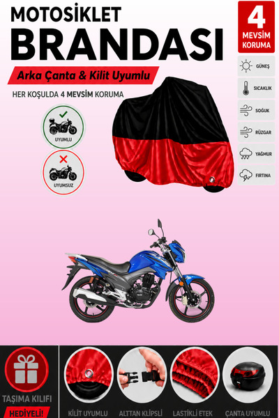 Cemku Double Black Top - Red Bottom, Rear Bag Compatible Rks T.N.T 125 Pro Mo...