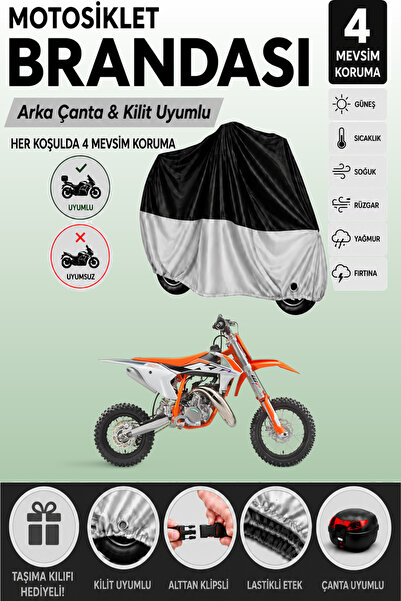 Cemku Double Black Top - Gray Bottom, Rear Bag Compatible Ktm 50 Sx Motorcycl...
