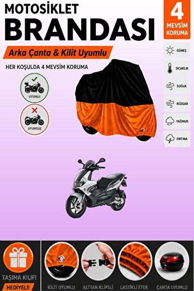 Cemku Double Black Top - Orange Bottom, Rear Bag Compatible Gilera Runner 200...