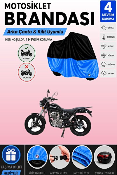 Cemku Double Black Top - Blue Bottom, Rear Bag Compatible Mondial Vulture I-E...
