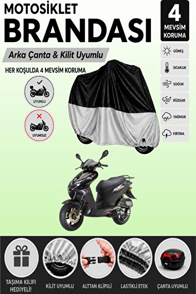 Cemku Double Black Top - Gray Bottom, Rear Bag Compatible Keeway Arn 150 Moto...