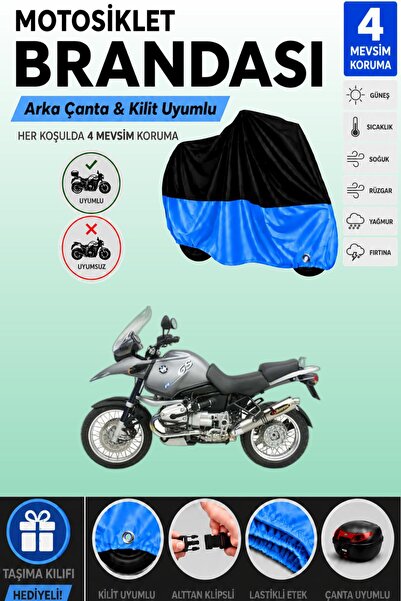 Cemku Double غطاء علوي أسود - سفلي أزرق، غطاء خلفي متوافق مع دراجة BMW R 1150...