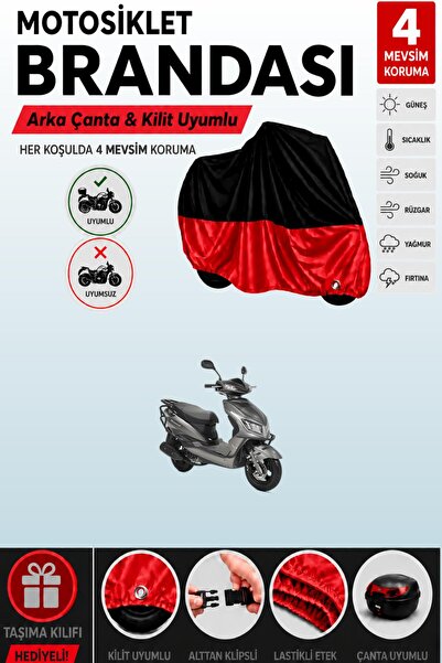 Cemku Double Black Top - Red Bottom, Rear Bag Compatible Kuba Rosewood Motorc...