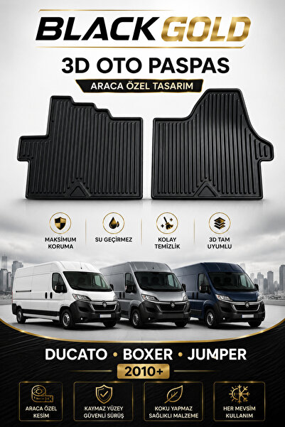 Black Gold Ducato Boxer Jumper 2010+ 3D Oto Paspas Araca Özel Kaymaz TPE Kauçuk