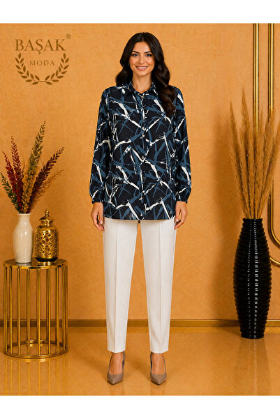 MK MODA BAŞAK Woven Plus Size Shirt 100% Cotton