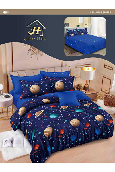 Pucioasa Set de lenjerie de pat Finet, 6 piese, cu imprimeu planete - R632
