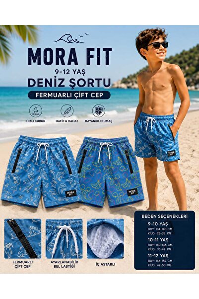 Erka 9-12 Yaş Deniz Şortu Fermuarlı Çift Cep