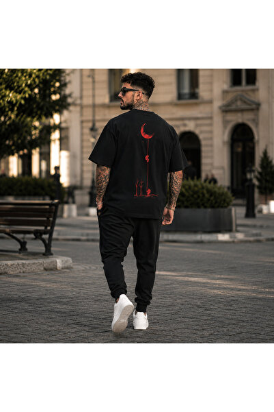 ELZE MODA قميص رجالي عالي الجودة باللون الأحمر من Lunar Line Streetwear مطبوع...
