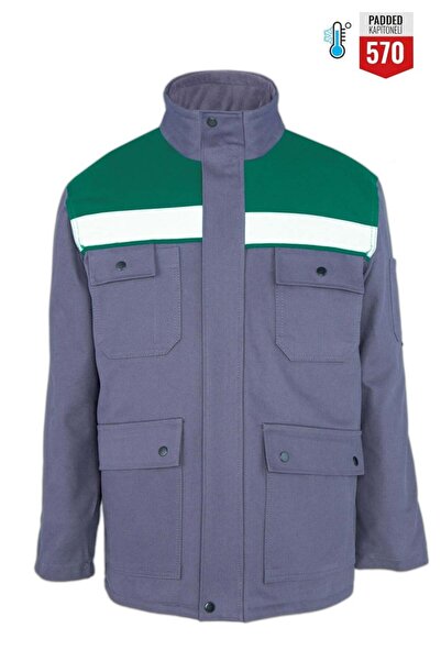 MyForm My Form Winto 7/7 Gabardine Quilted Winter Coat-Grey Green