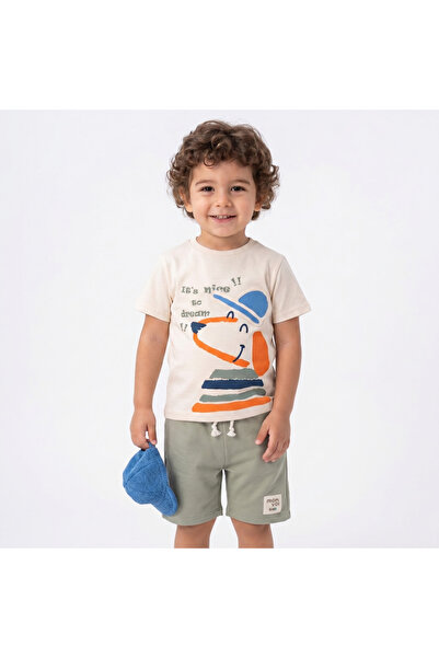 Bolly Baby Hat Embroidered Smiling Dog Printed Short Sleeve T-Shirt Shorts Co...