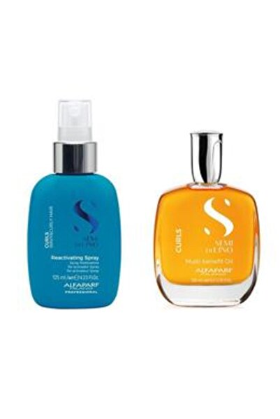 Alfaparf Milano Pachet pentru Par Cret sau Ondulat - Semi di Lino Curls: Ulei...