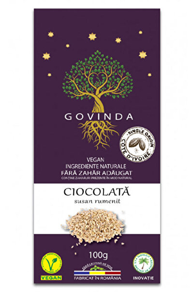 Govinda CHOCOLATE WITH BURNT SESAME - 100g - Gluten Free - Vegan