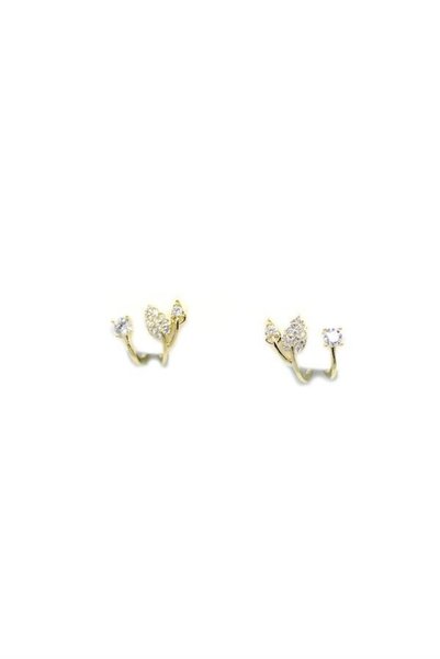 OEM Glb-stl41414 silver needle leaf earrings - gold