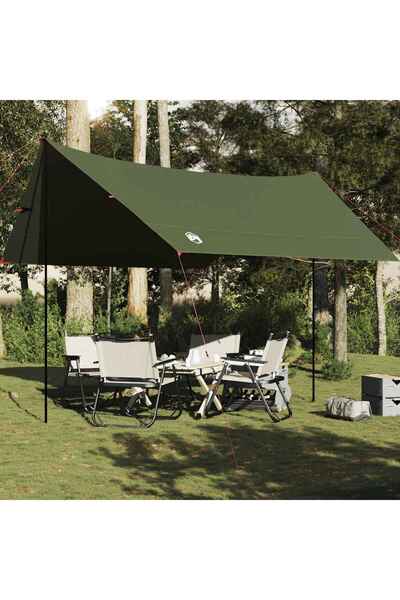 vidaxl Prelata de camping verde masliniu, 462x306x211 cm, impermeabila