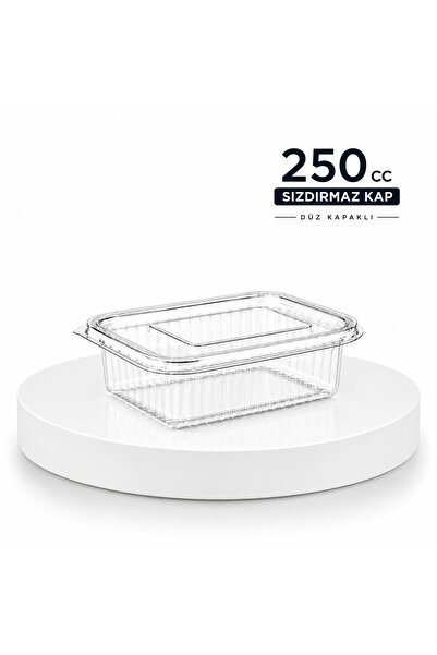 MSE HOLD 250 CC Plastik Sızdırmaz Kap 100 Adet Düz Kapaklı Şeffaf Saklama Kabı