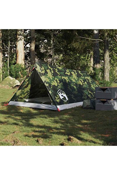 vidaxl Cort camping pentru 2 persoane, camuflaj, impermeabil