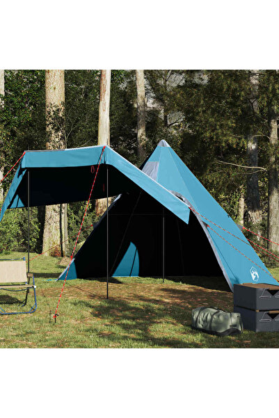 vidaxl Cort de camping tipi pentru 5 persoane, albastru, impermeabil