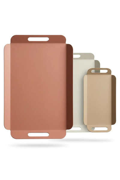 hemlife Metal Presentation Tray Set, Soft Colors, Modern Tea and Coffee Prese...