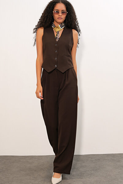 Bigdart 6709 Women's Vest and Pants Two-Piece Set - Brown