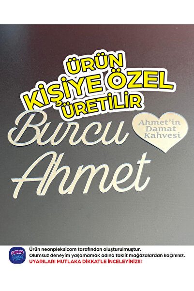 Neonpleksi Söz Nişan Tepsisi 10 CM Pleksi Söz Isimlik El Yazısı Silver