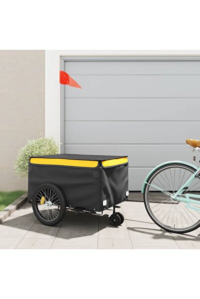 vidaxl Bicycle trailer, black and yellow, 45 kg, iron