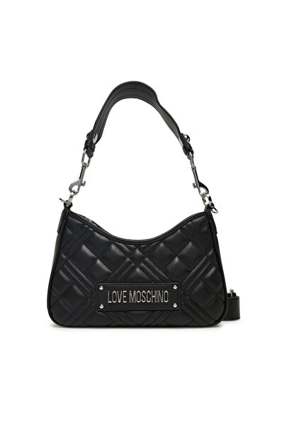 Love Moschino Geantă matlasată din PU, neagră, placată cu nichel (JC4152PP1ML...