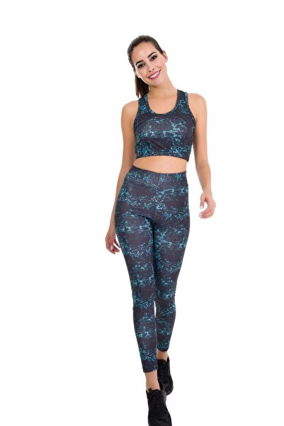 Lady Lingerie Kadın Sporcu Crop Ve Tayt Fitness Takım