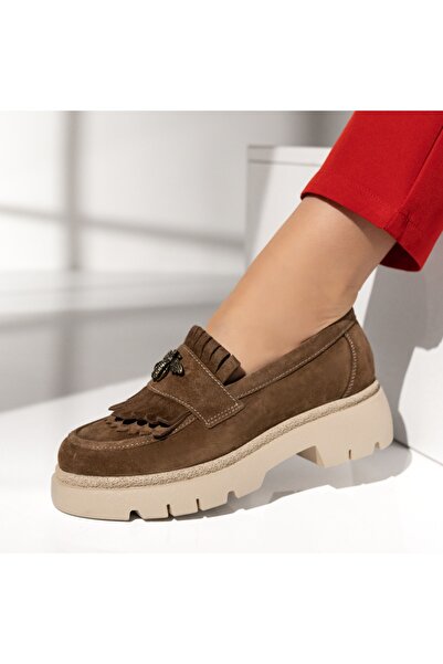 Modlet.ro Pantofi casual de damă din piele naturală, maro, din piele întoarsă...