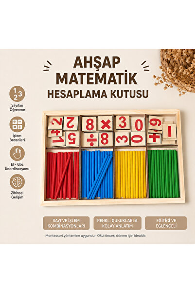 Bloomin Montessori Ahşap Matematik Çubukları & Hesaplama Kutusu Etkinlik