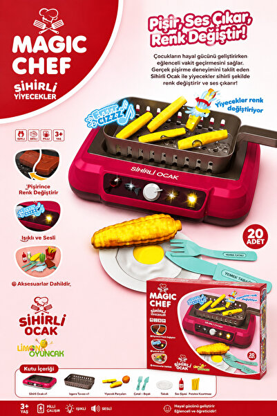 Selvira Magic Chef Sihirli Ocak Oyuncak Mutfak Seti Işıklı Sesli Renk Değişti...