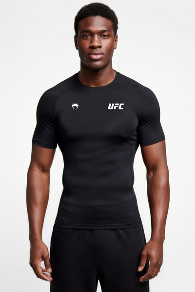 Flex Premium UFC Siyah Kısa Kol Compression Erkek T-Shirt Spor Gym Fitness Bo...