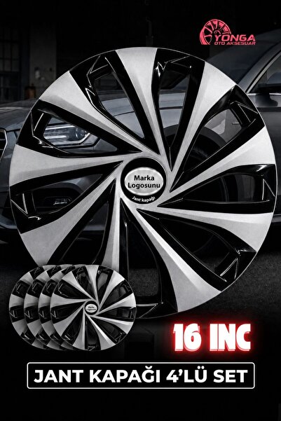 YONGA OTO AKSESUAR Toyota Corolla 16 İnç Jant Kapağı 4'lü Set Siyah Gümüş + 4...