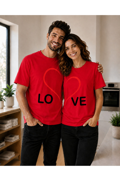 VODEXA Tricou oversize unisex cu imprimeu LOV, 100% bumbac, croială confortab...
