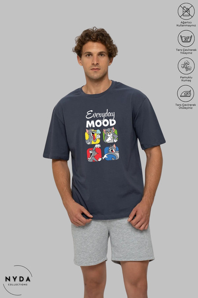Nyda Collections Μπλουζάκι Unisex με λαιμόκοψη ποδηλάτου, με στάμπα Tom, βαμβ...