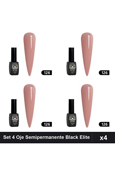 global fashion Set 4 Oje Semipermanente Black Elite 8ml, Manichiura UV/LED,