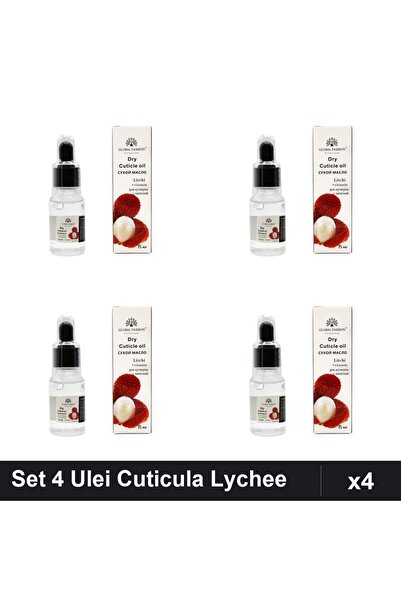 global fashion Set 4 Uleiuri Cuticula cu Pipeta, Aroma Lychee 15ml, Ingrijire...