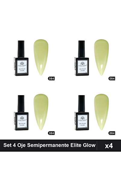 global fashion Set 4 Oje Semipermanente Elite Glow 15ml, Gel Polish UV/LED
