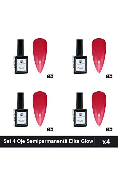 global fashion Set 4 Oje Semipermanentă Elite Glow 15ml, Gel Polish UV/LED