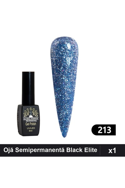 global fashion Ojă Semipermanentă Black Elite 8ml, Global Fashion, Manichiură...
