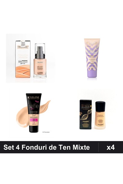 TLM Set 4 Fonduri de Ten, Nuante -Beige și Porcelain, SPF 10-15, 30-34ml