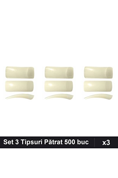 NAİLS Set 3 Tipsuri Unghii Pătrat 500 Bucăți, Manichiură Profesională