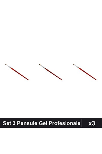 NAİLS Set 3 Pensule Manichiură Gel, Tesita și Limba Pisica, Dimensiuni Variet...