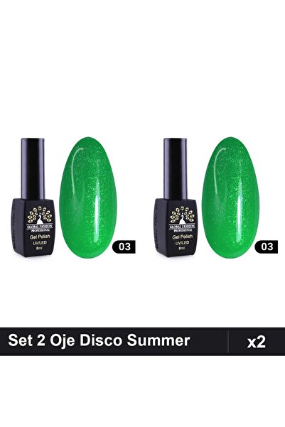 global fashion Set 2 Oje Semipermanente Disco Summer 03, 8ml, Manichiura UV/LED