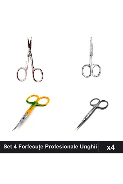 One Group Set 4 Forfecuțe Profesionale Unghii și Cuticule, One Group, Arginti...